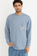 Rhythm Men's Vintage Pocket Ls Waffle Slate