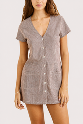 Rhythm London Check Button Front Mini Dress