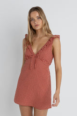 Rhythm Women's Lola Check Ruffle Mini Dress