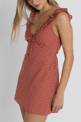 Rhythm Women's Lola Check Ruffle Mini Dress