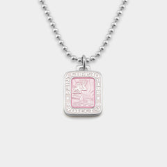 Get Back Necklace Rectangle St. Christopher - Pink / White