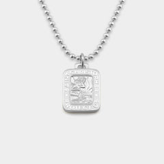 Get Back Necklace Rectangle St. Christopher - Silver / White