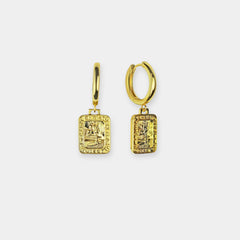 Get Back Necklaces Gold St. Christopher Rectangle Earrings