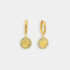 Get Back Necklaces St. Christopher Earrings - Gold / Baby Blue