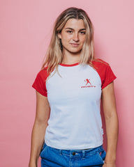 Rusty Women's Devil Raglan Cap Sleeve Baby Tee