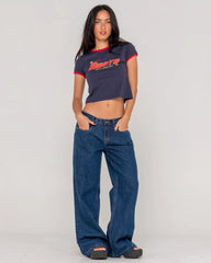 Rusty Women's Girls Surf Mini Ringer Tee