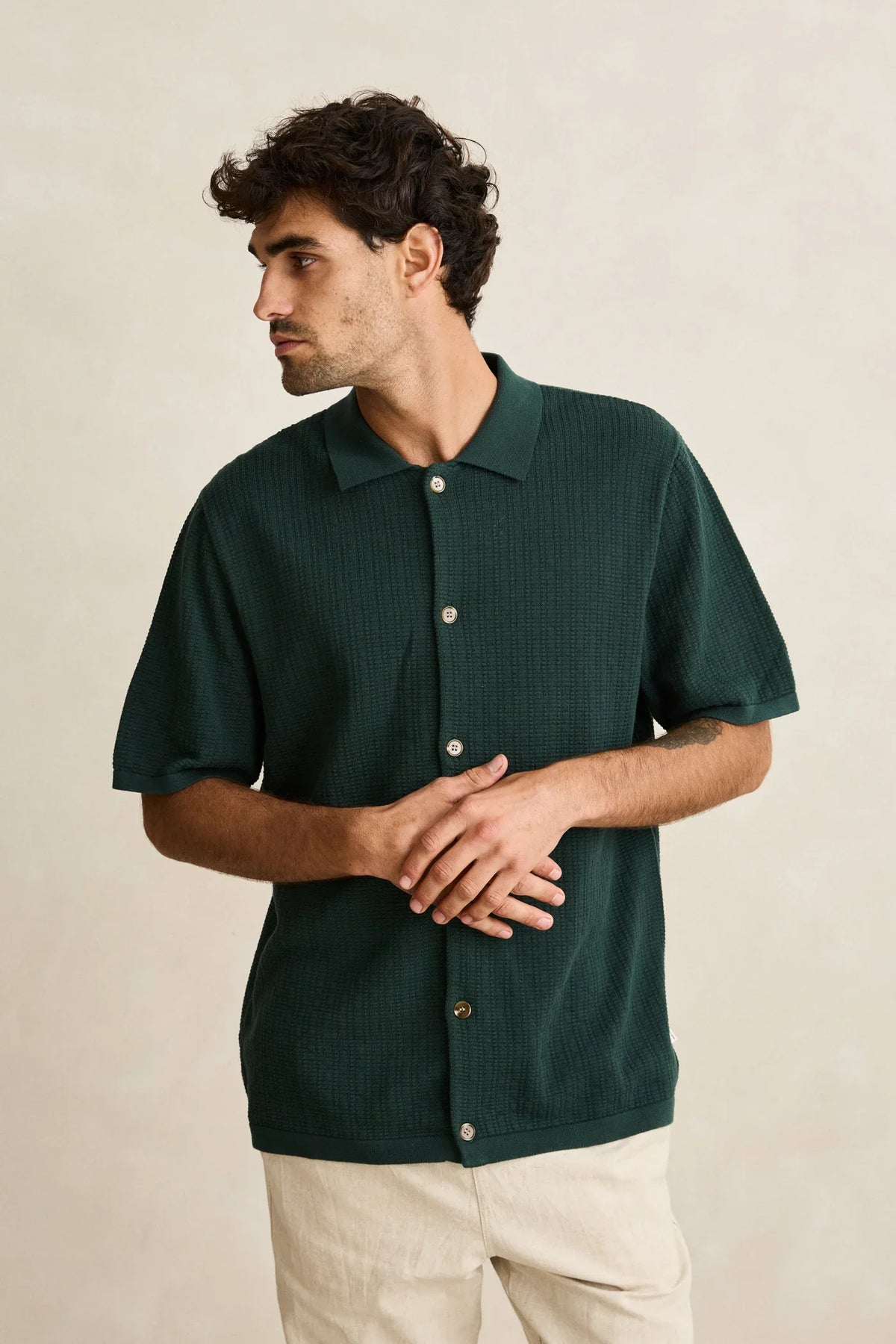 Rhythm Men's Textured Knit SS Shirt