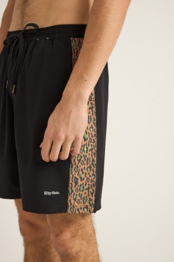 Rhythm Men's Leo Panel Beach Short Black