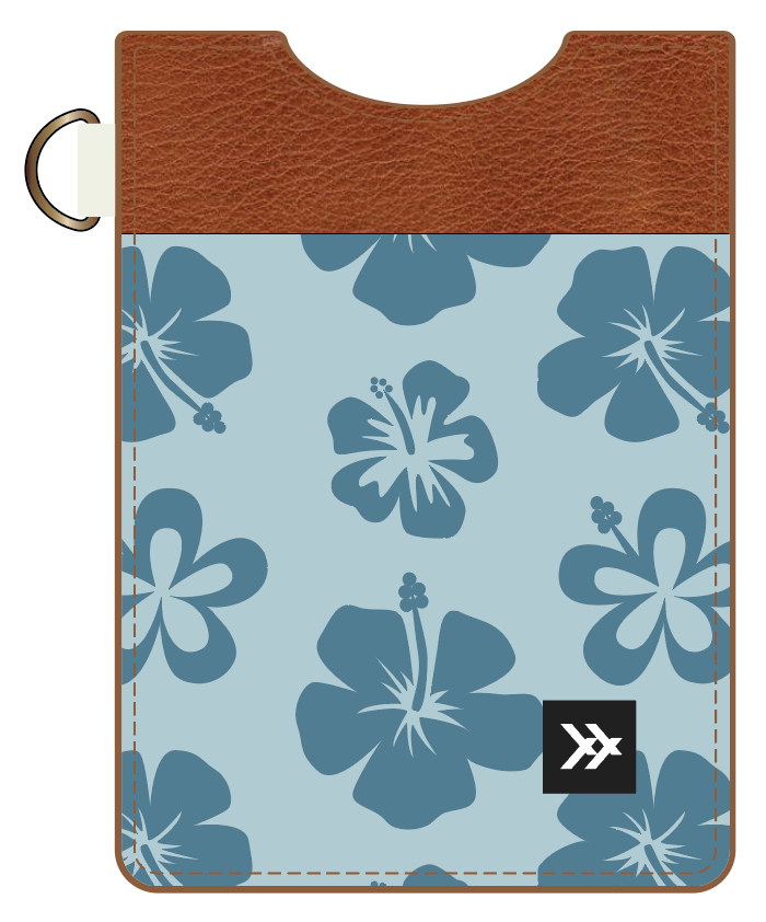 Thread Hawaiian Floral Blue Vertical Leather Wallet